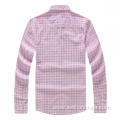Men's Double Pockets Pink White Checked Shirts